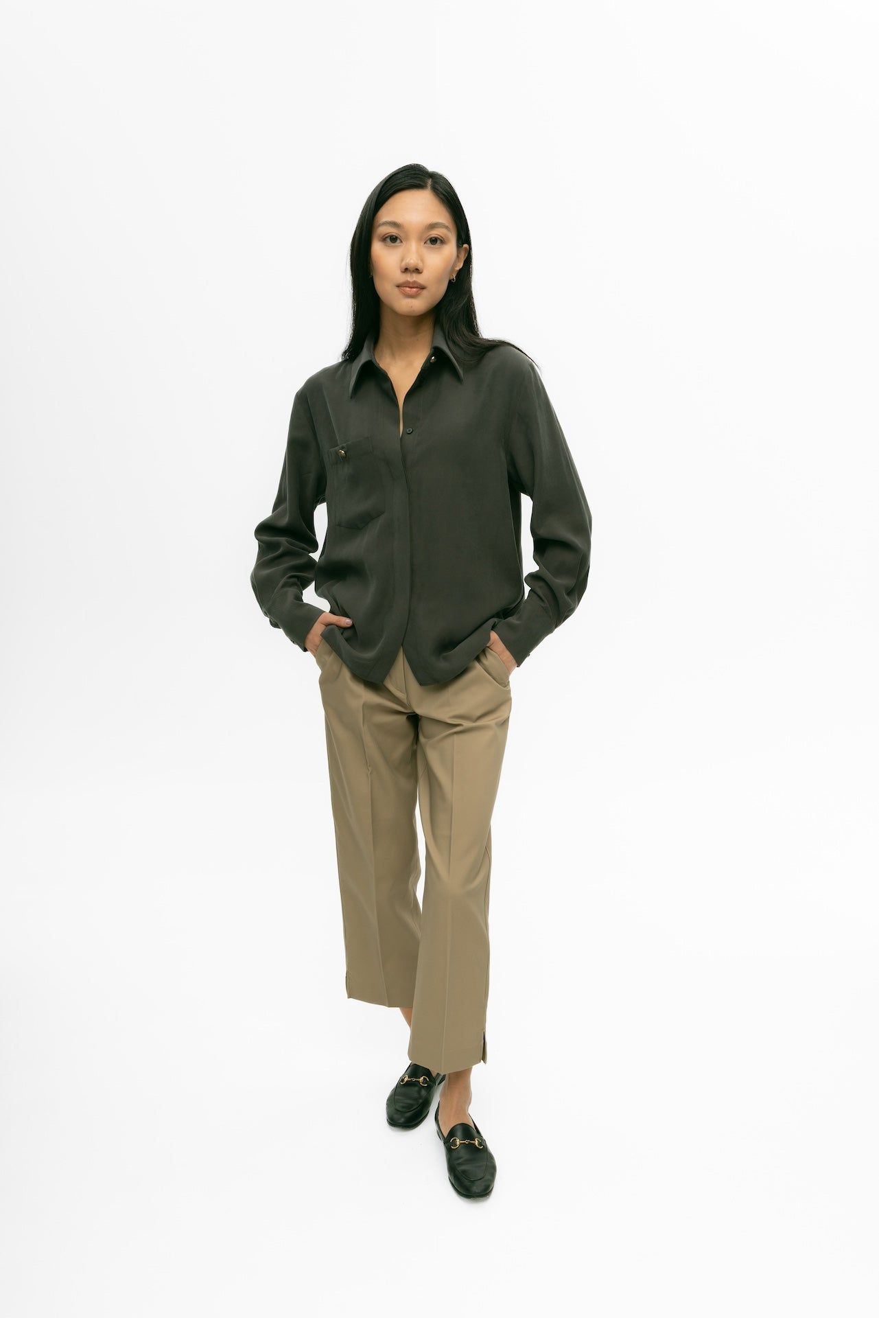 Rune Button-Up in Grey Olive