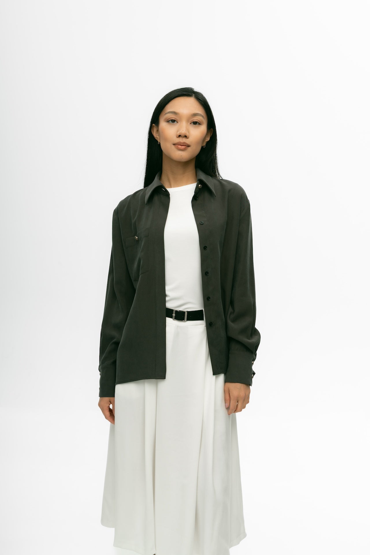 Rune Button-Up in Grey Olive