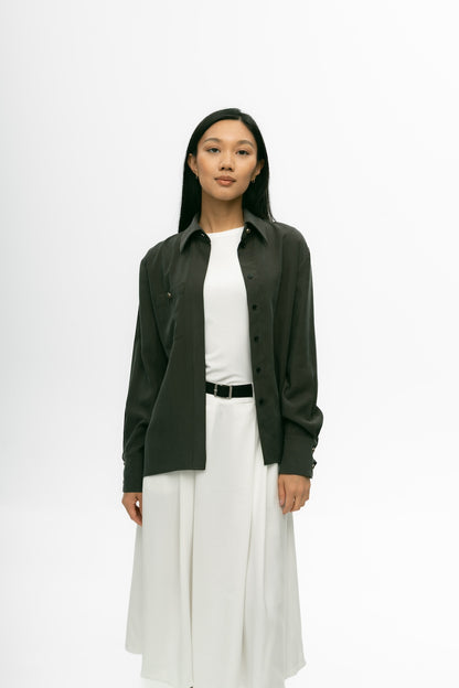 Rune Button-Up in Grey Olive