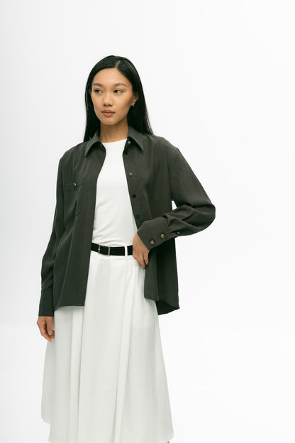 Rune Button-Up in Grey Olive