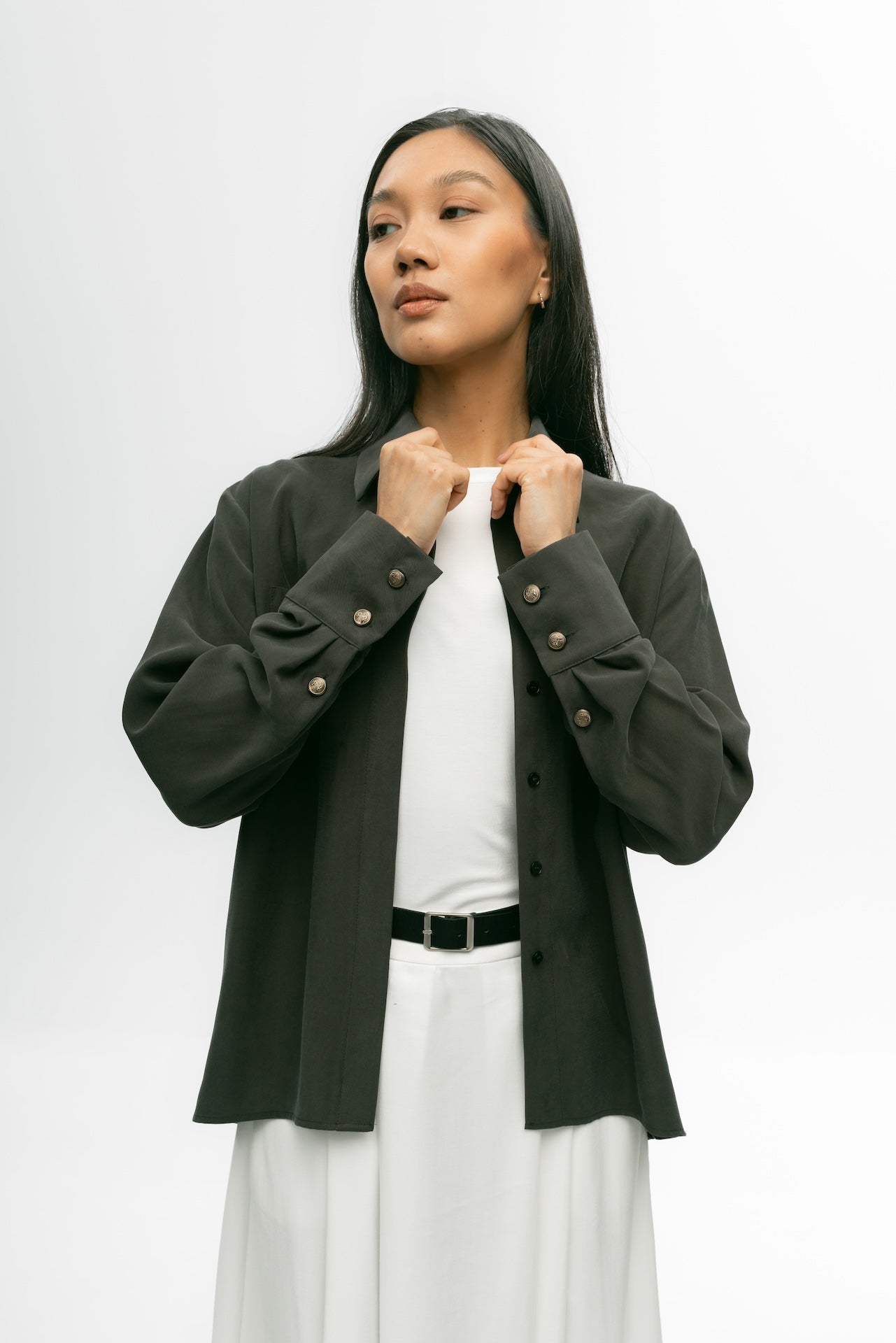 Rune Button-Up in Grey Olive