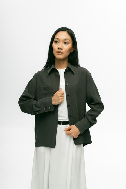 Rune Button-Up in Grey Olive