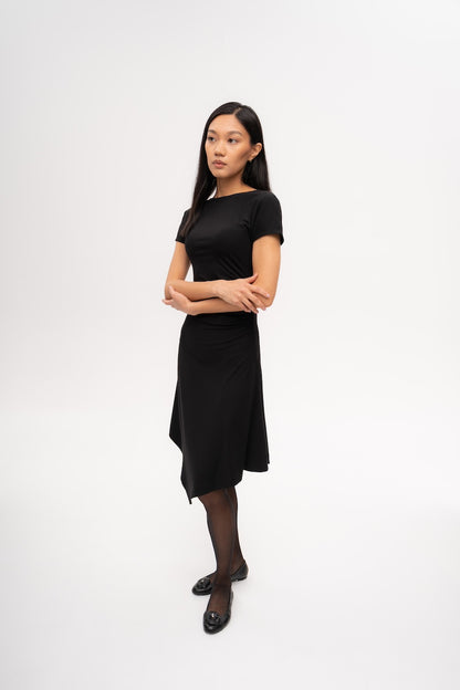 Axis A-Symmetric Dress in Blackout
