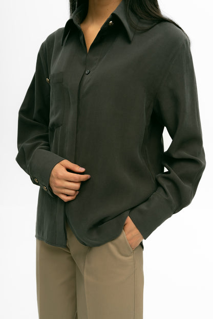 Rune Button-Up in Grey Olive